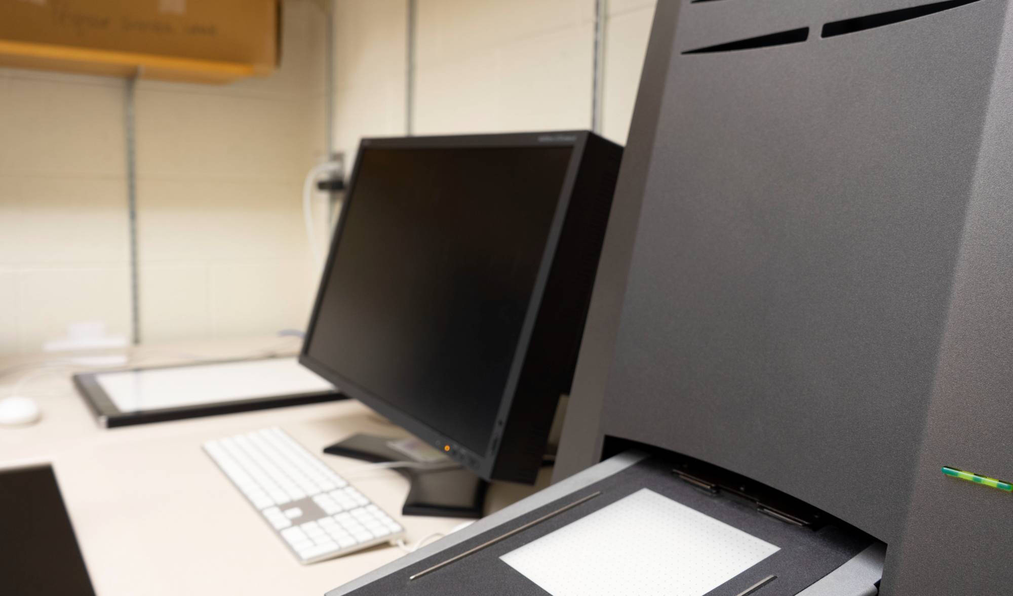 old computer and negative scanner